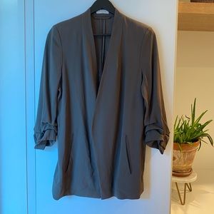 Babaton Power Blazer in dark army green/taupe color